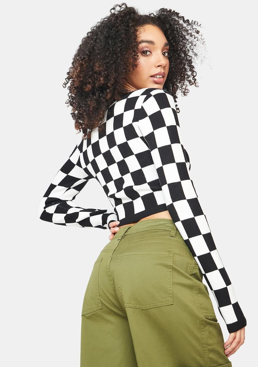 The Punchline Checkered Crop Top sold by Dolls Kill product image thumbnail 4