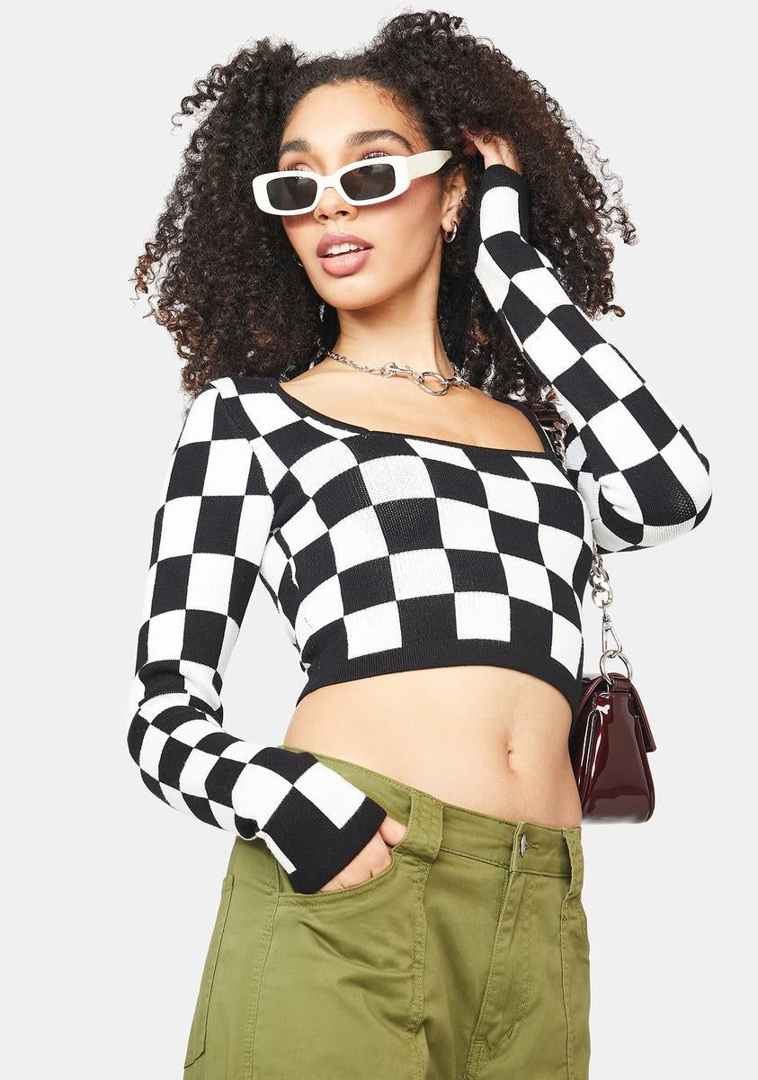 The Punchline Checkered Crop Top sold by Dolls Kill product image thumbnail 2