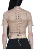 Ominous Trance Lace Top - Light Brown sold by Dolls Kill