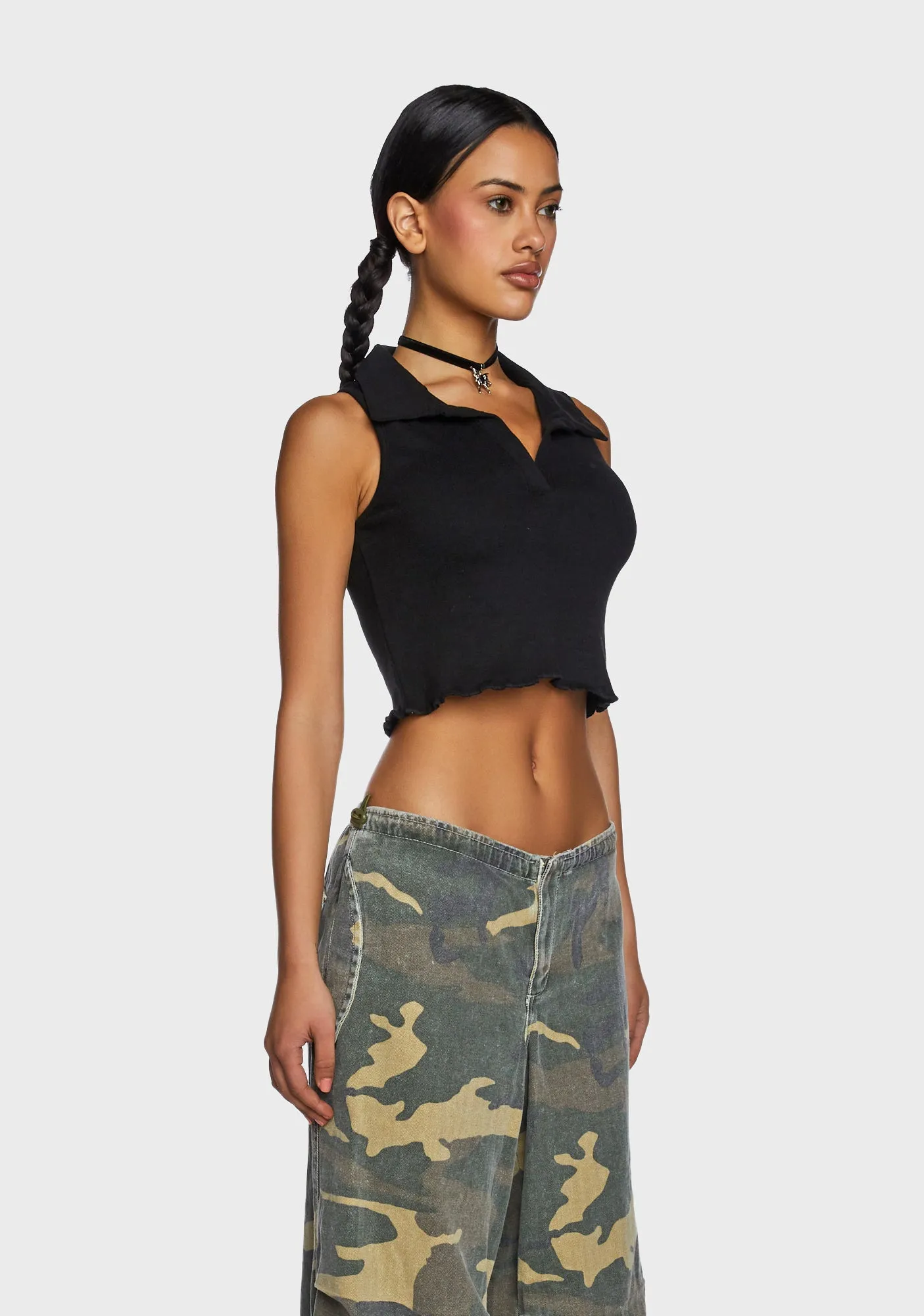 Collared Crop Top sold by Dolls Kill product image thumbnail 3