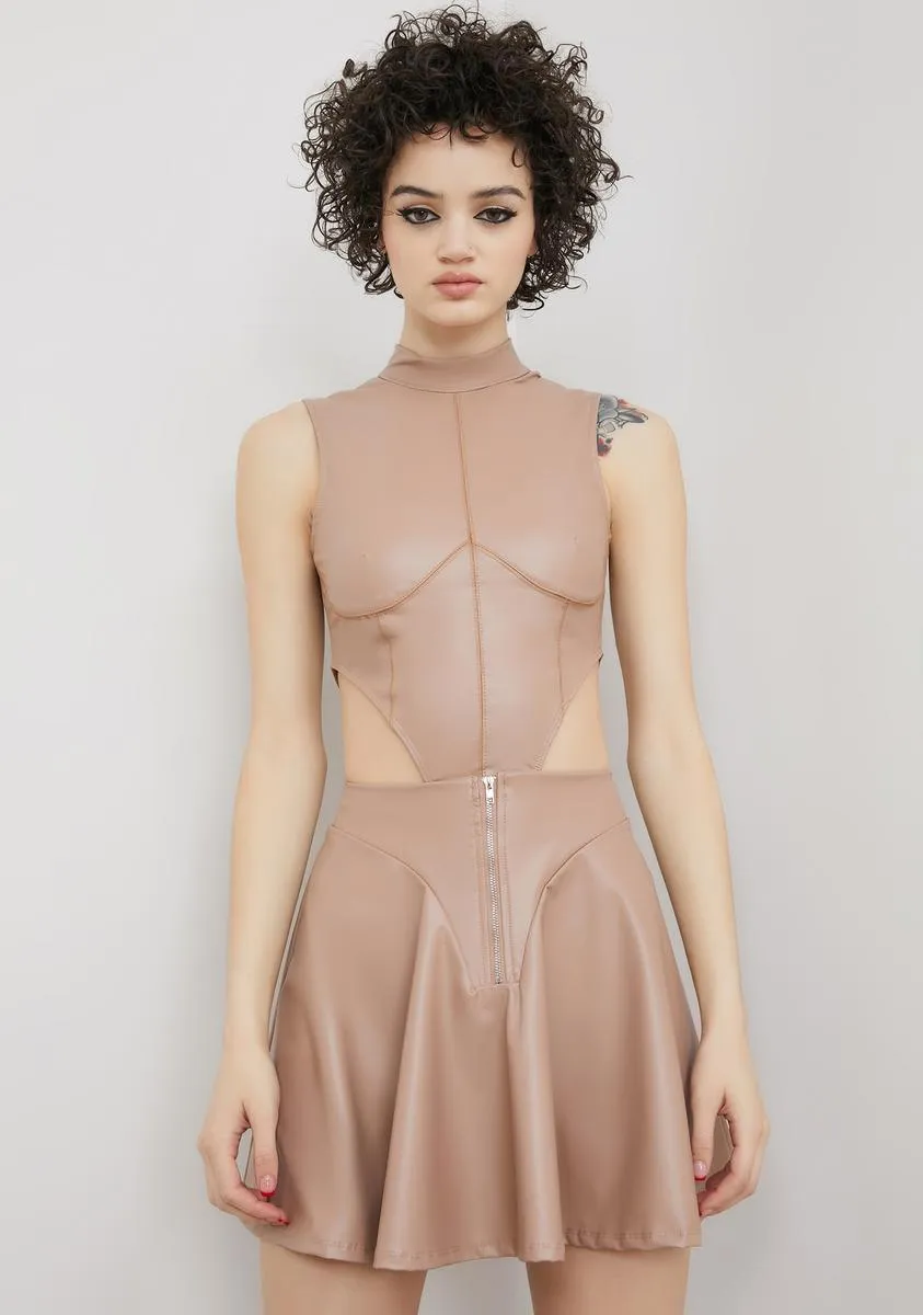 Wake Up Vegan Leather Skirt Set sold by Dolls Kill