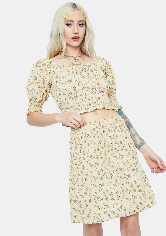 Sunny Private Beach Floral Smocked Skirt Set sold by Dolls Kill