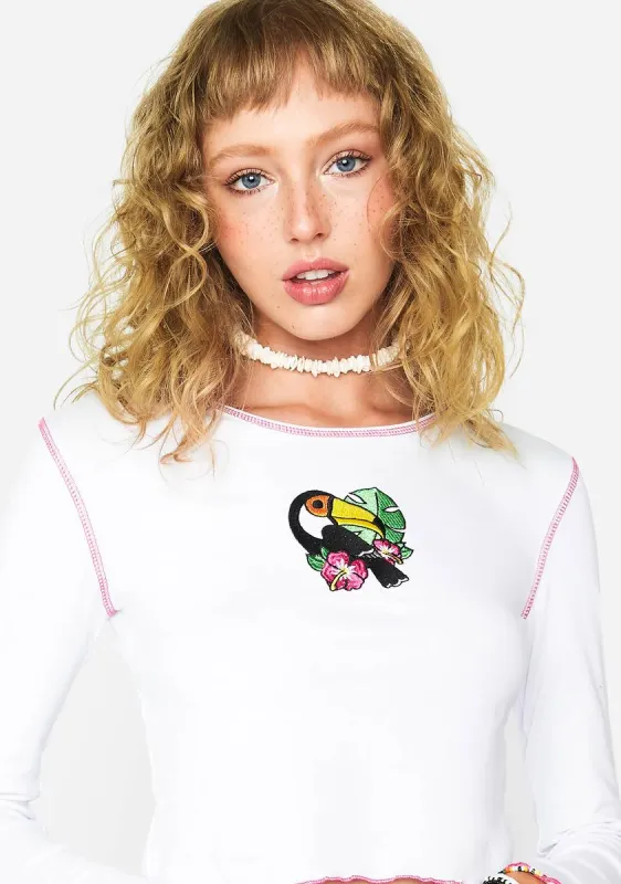 Out Sightseeing Embroidered Crop Top sold by Dolls Kill