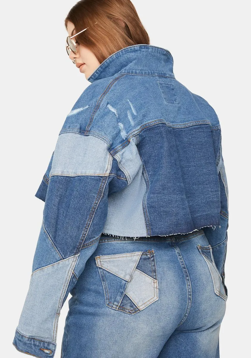 Plus Always Wonder Patchwork Denim Cropped Jacket sold by Dolls Kill product image thumbnail 4