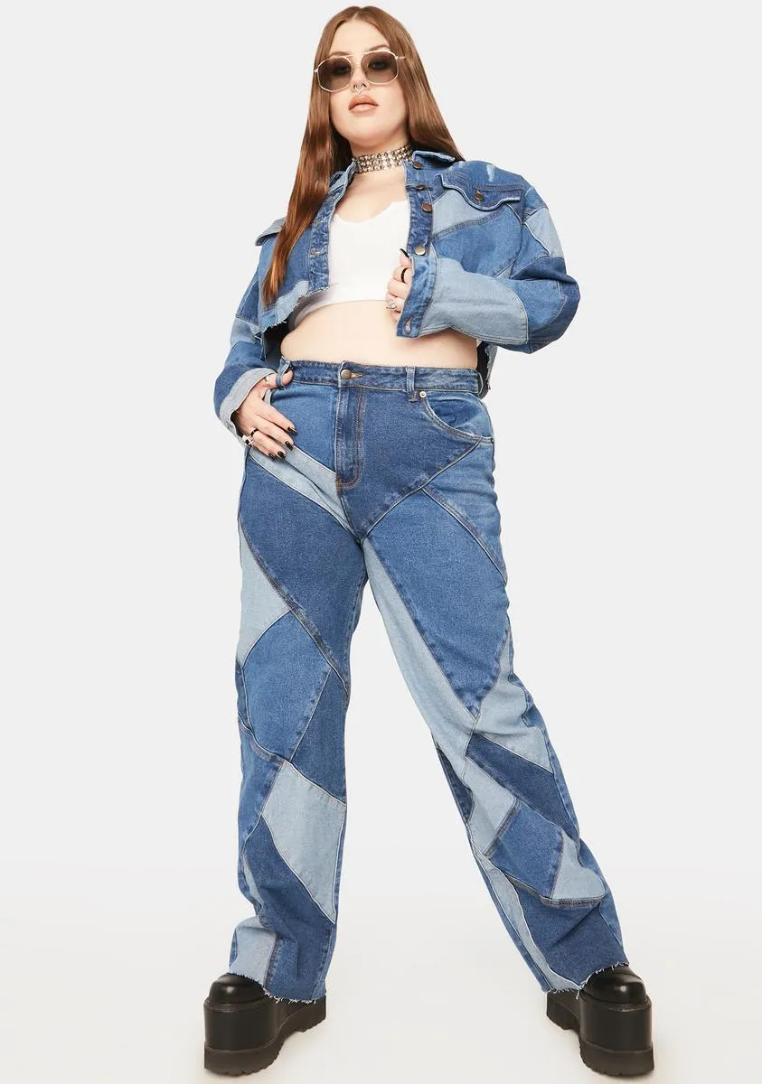 Plus Always Wonder Patchwork Denim Cropped Jacket sold by Dolls Kill product image thumbnail 3