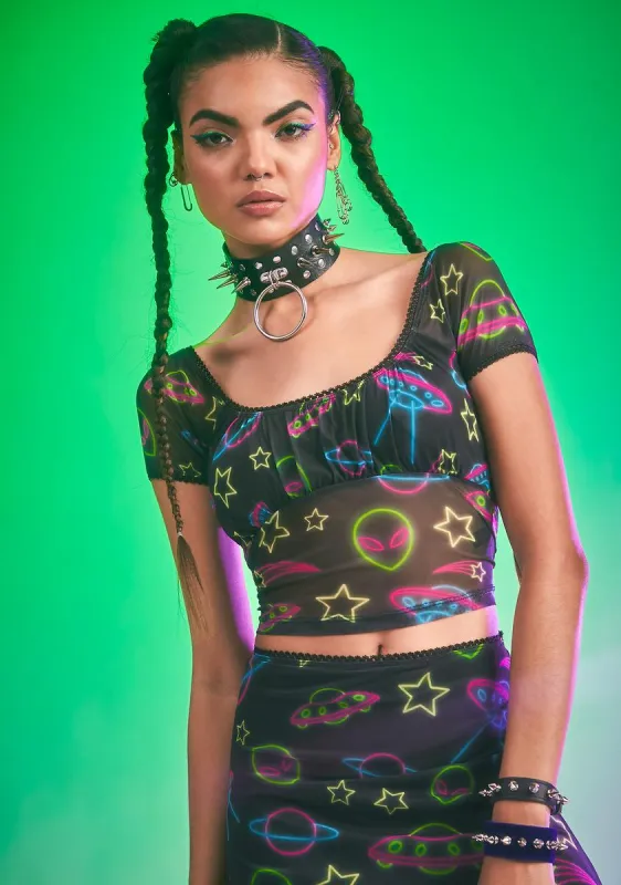 Ruled By Venus Mesh Crop Top sold by Dolls Kill