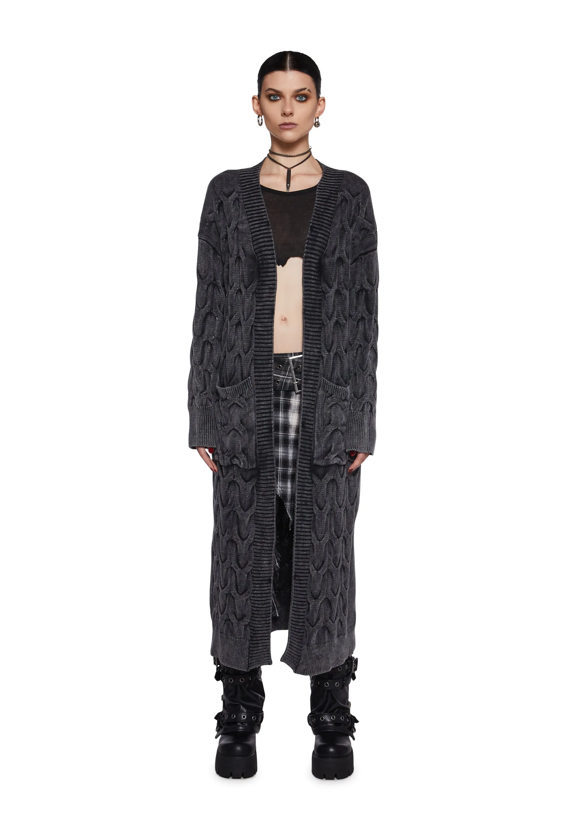 Musical Taste Cable Knit Duster sold by Dolls Kill