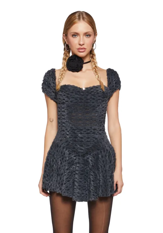 Lodge Party Fuzzy Dress - Gray sold by Dolls Kill