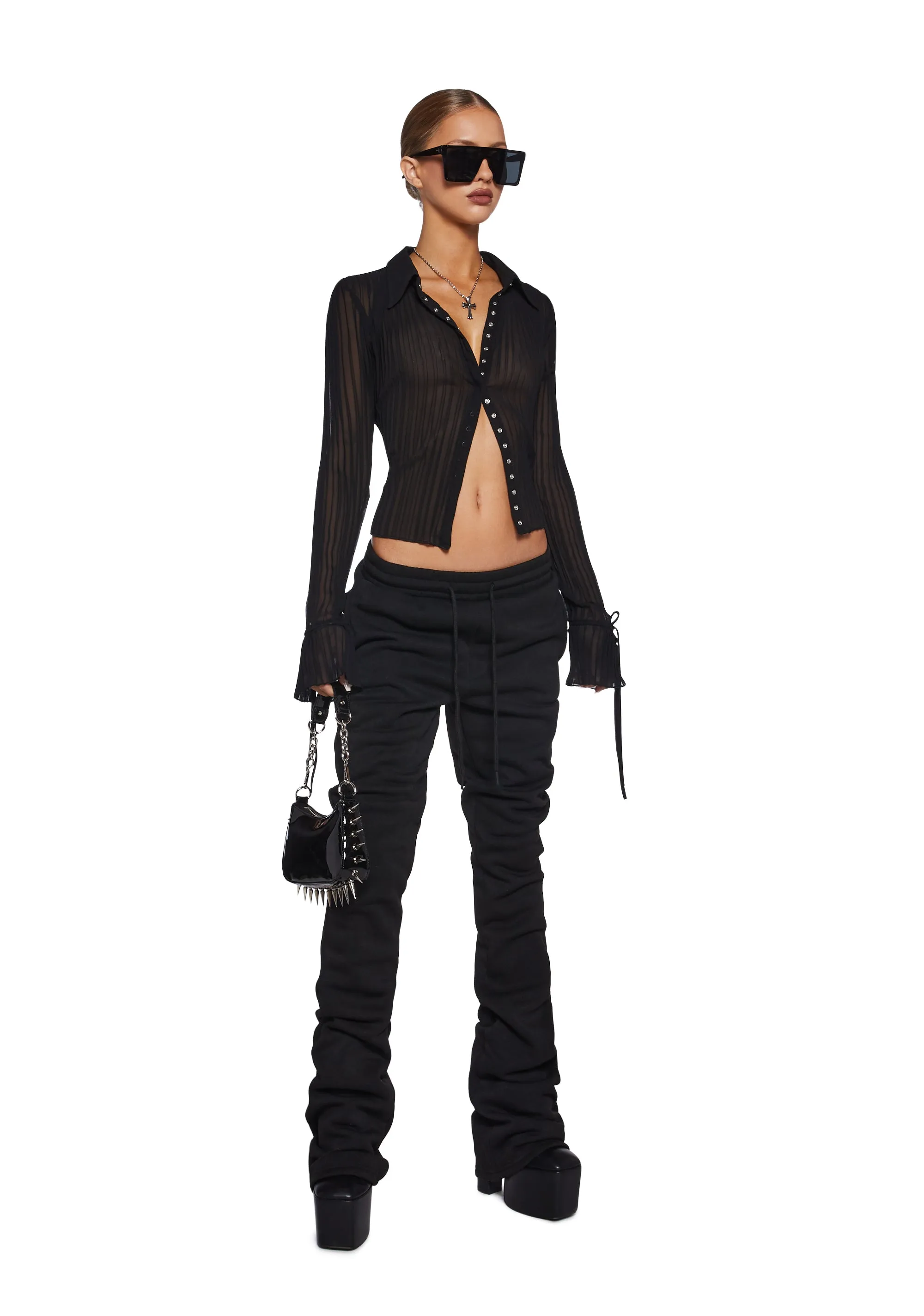 Be On Your Way Fleece Pants - Black sold by Dolls Kill product image thumbnail 2