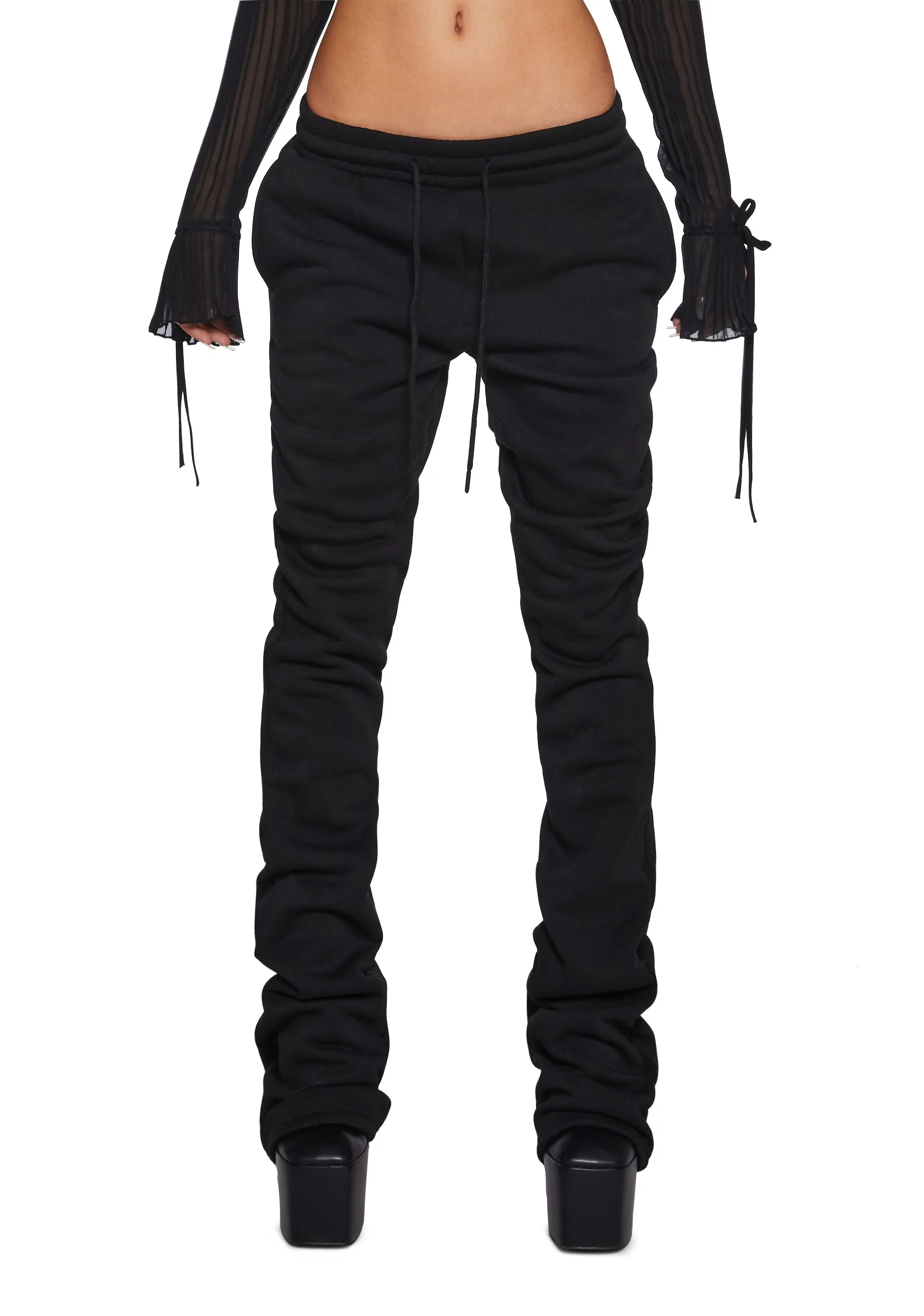 Be On Your Way Fleece Pants - Black sold by Dolls Kill