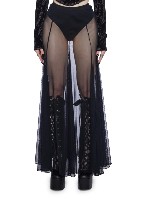 Sorrow Party Mesh Maxi Skirt sold by Dolls Kill
