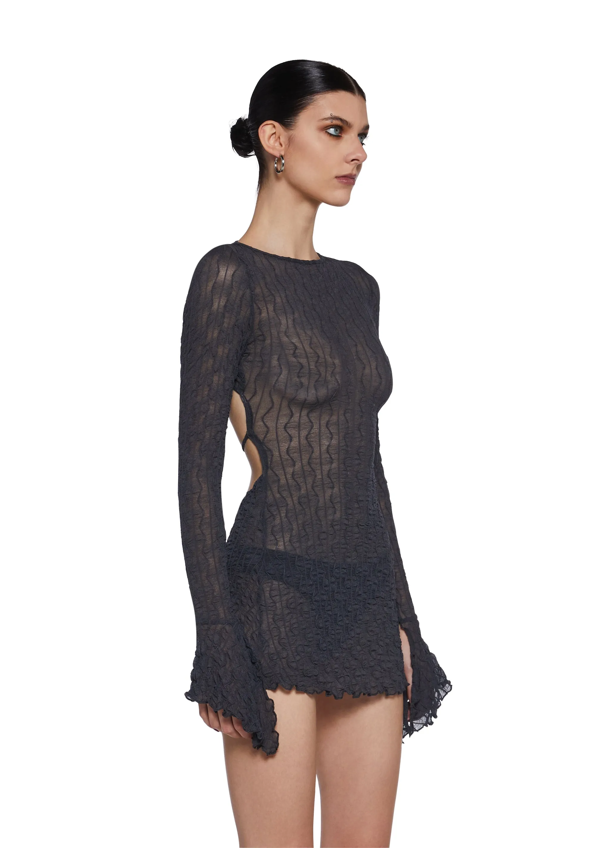 Analog Love Open Back Dress - Gray sold by Dolls Kill product image thumbnail 4