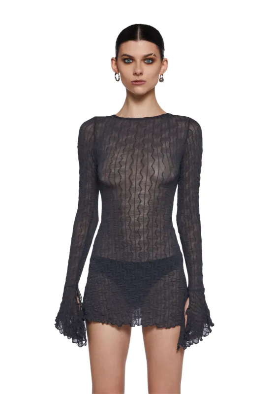 Analog Love Open Back Dress - Gray sold by Dolls Kill