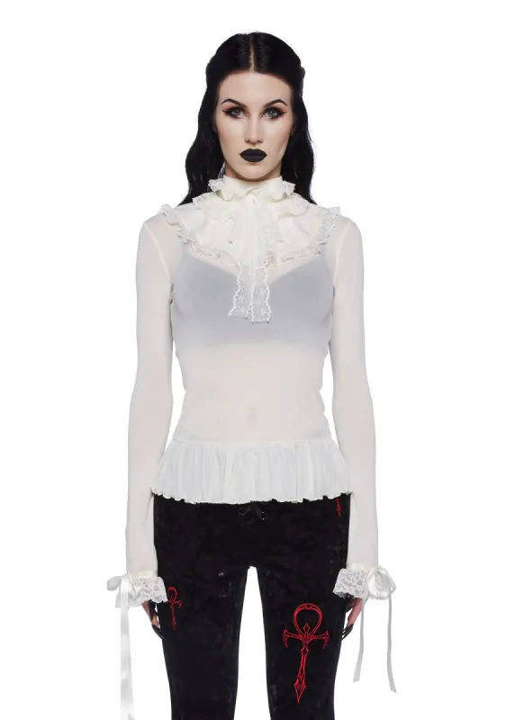 Obsession Within Long Sleeve Top - White made by Dolls Kill