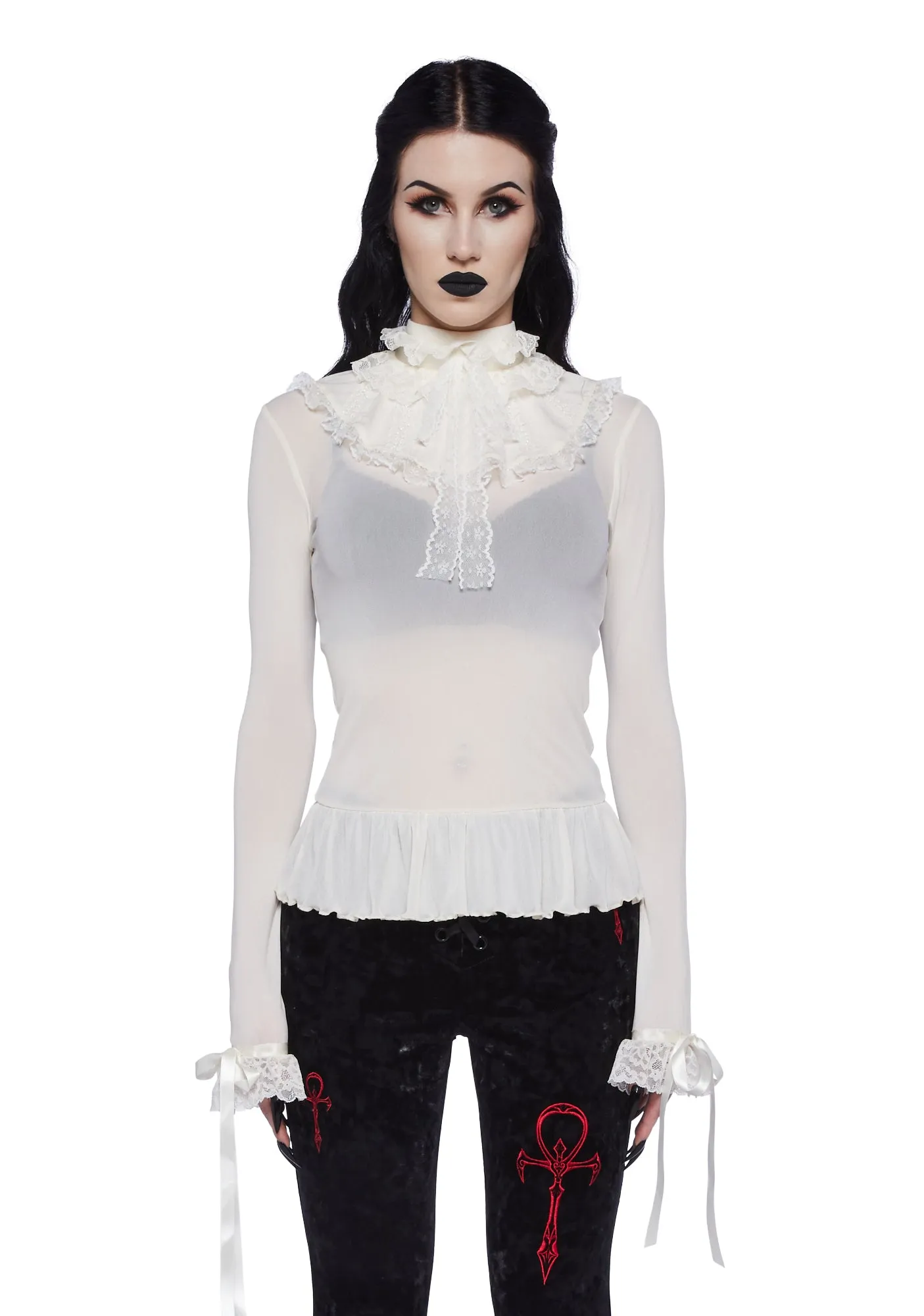Obsession Within Long Sleeve Top - White sold by Dolls Kill