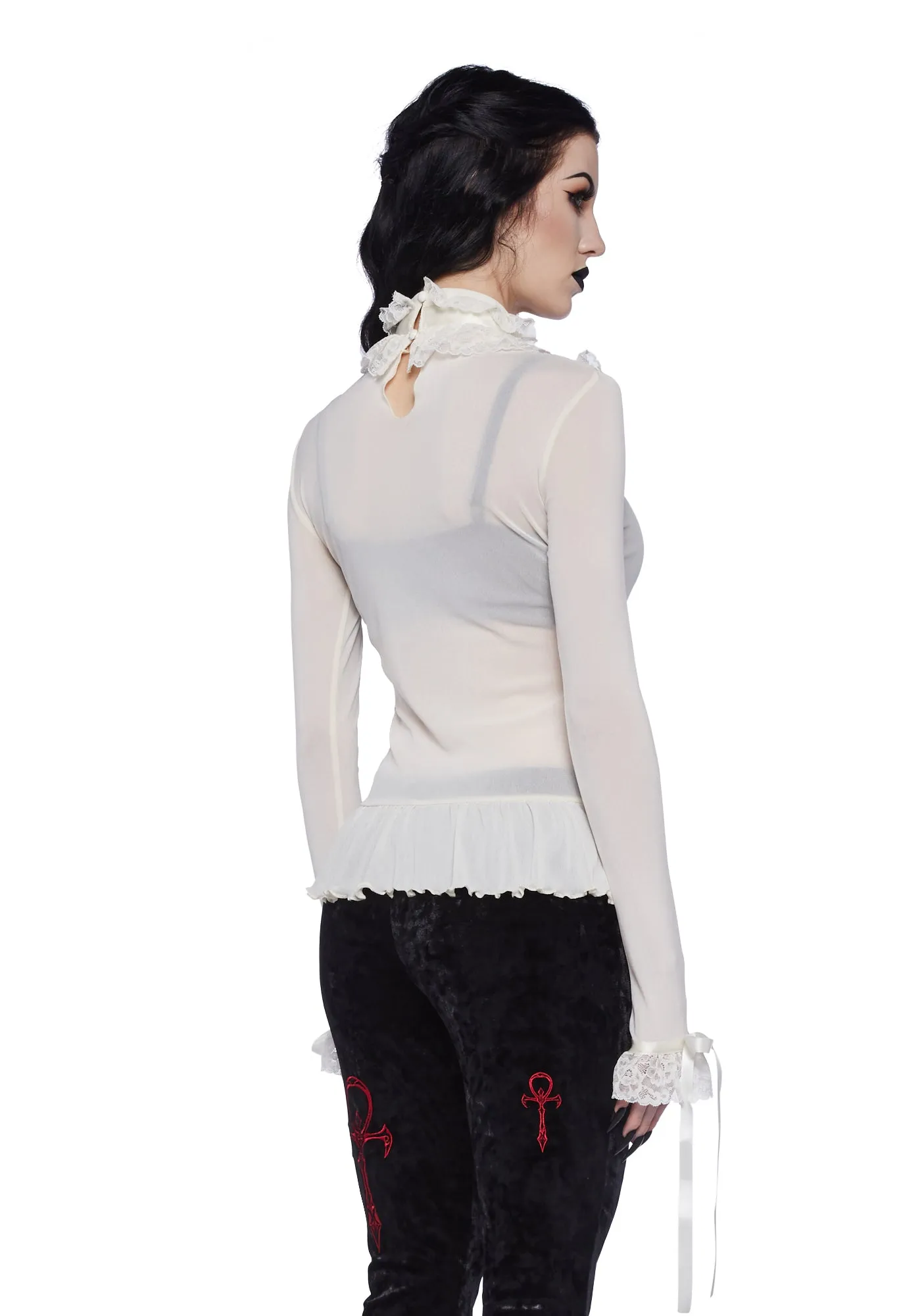 Obsession Within Long Sleeve Top - White sold by Dolls Kill product image thumbnail 4