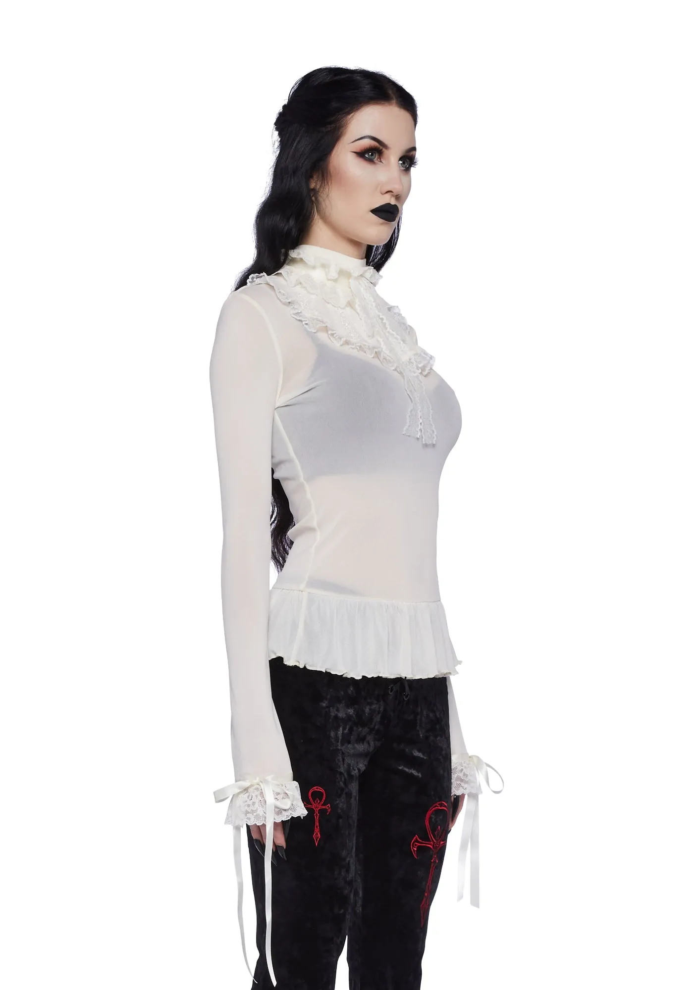 Obsession Within Long Sleeve Top - White sold by Dolls Kill product image thumbnail 3