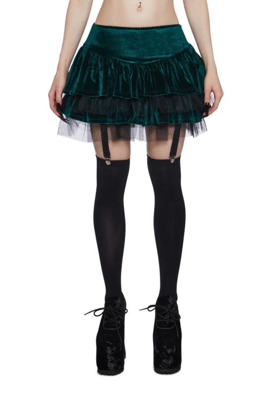 Cavalier Courtship Mini Skirt - Green sold by Dolls Kill