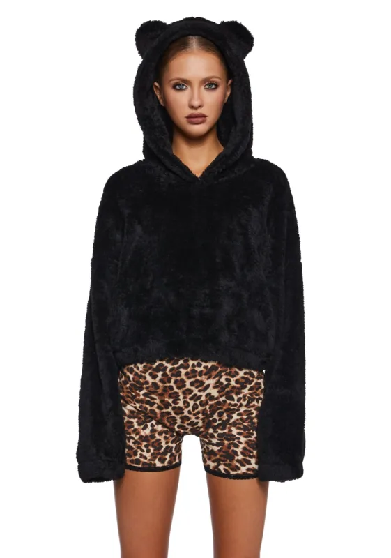 Bear It All Faux Fur Hoodie - Black sold by Dolls Kill