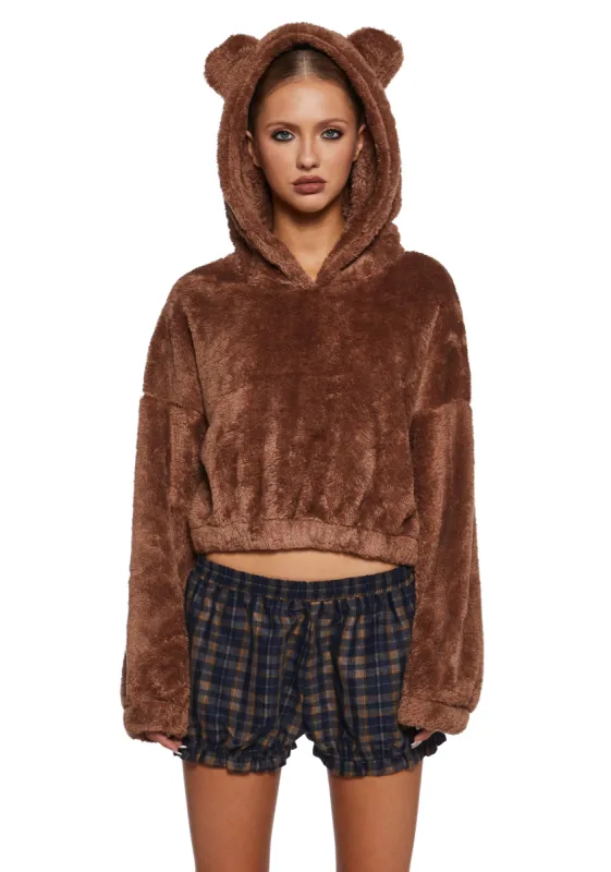 Bear It All Faux Fur Hoodie - Brown sold by Dolls Kill