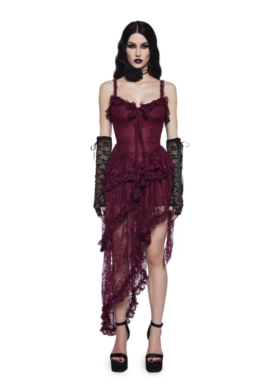 Seductive Silence Midi Dress - Dark Red sold by Dolls Kill