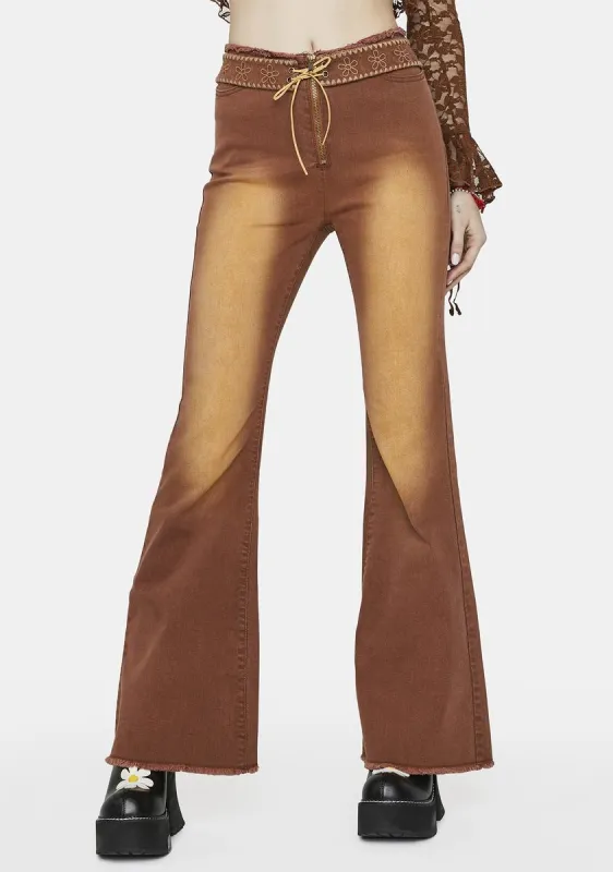 Acoustic Heartbeat Denim Flares sold by Dolls Kill