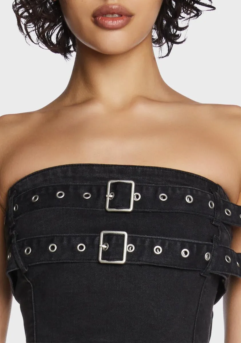 Denim Darkness Corset sold by Dolls Kill product image thumbnail 2