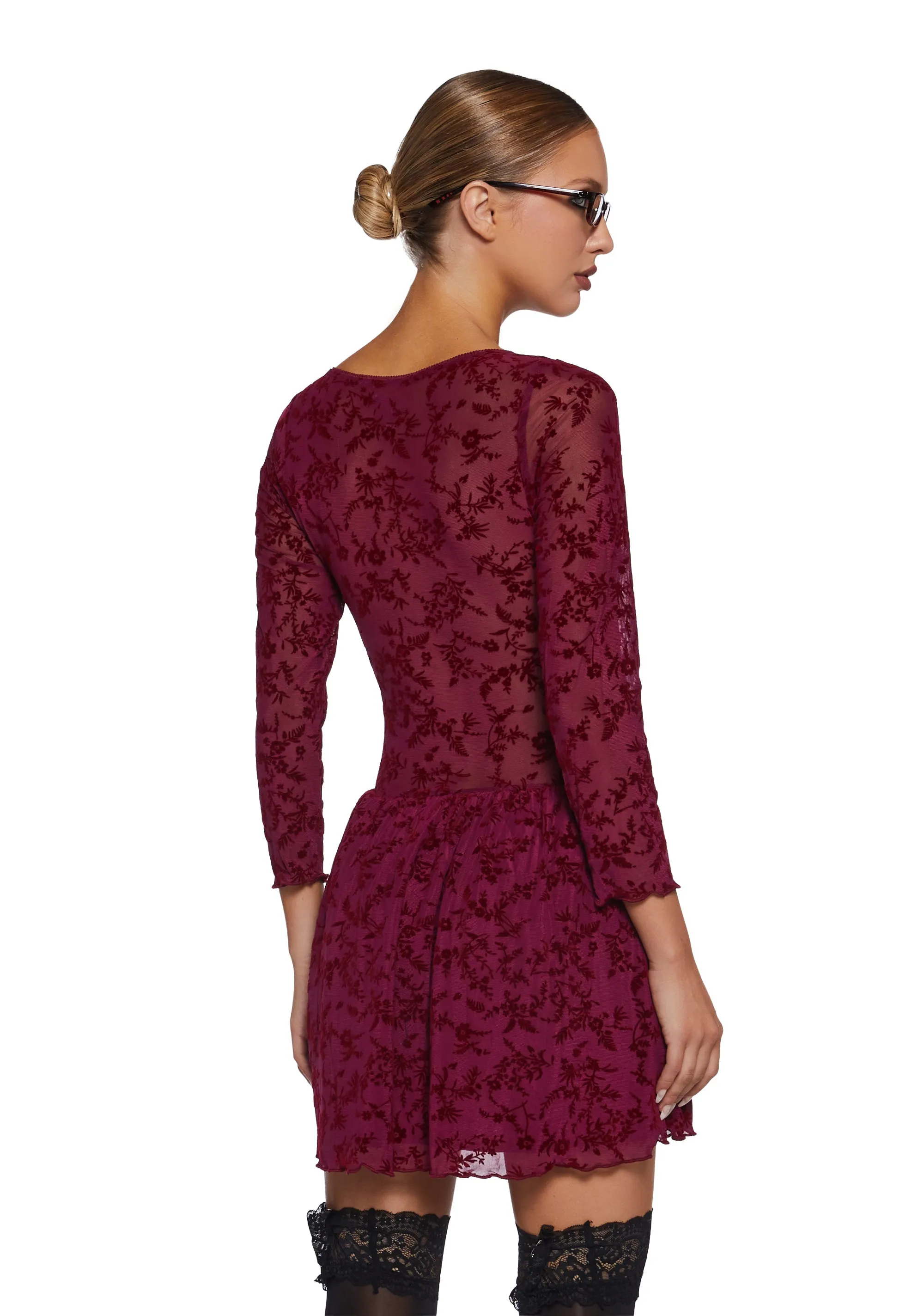 Letters Never Sent Mini Dress - Dark Red sold by Dolls Kill product image thumbnail 4