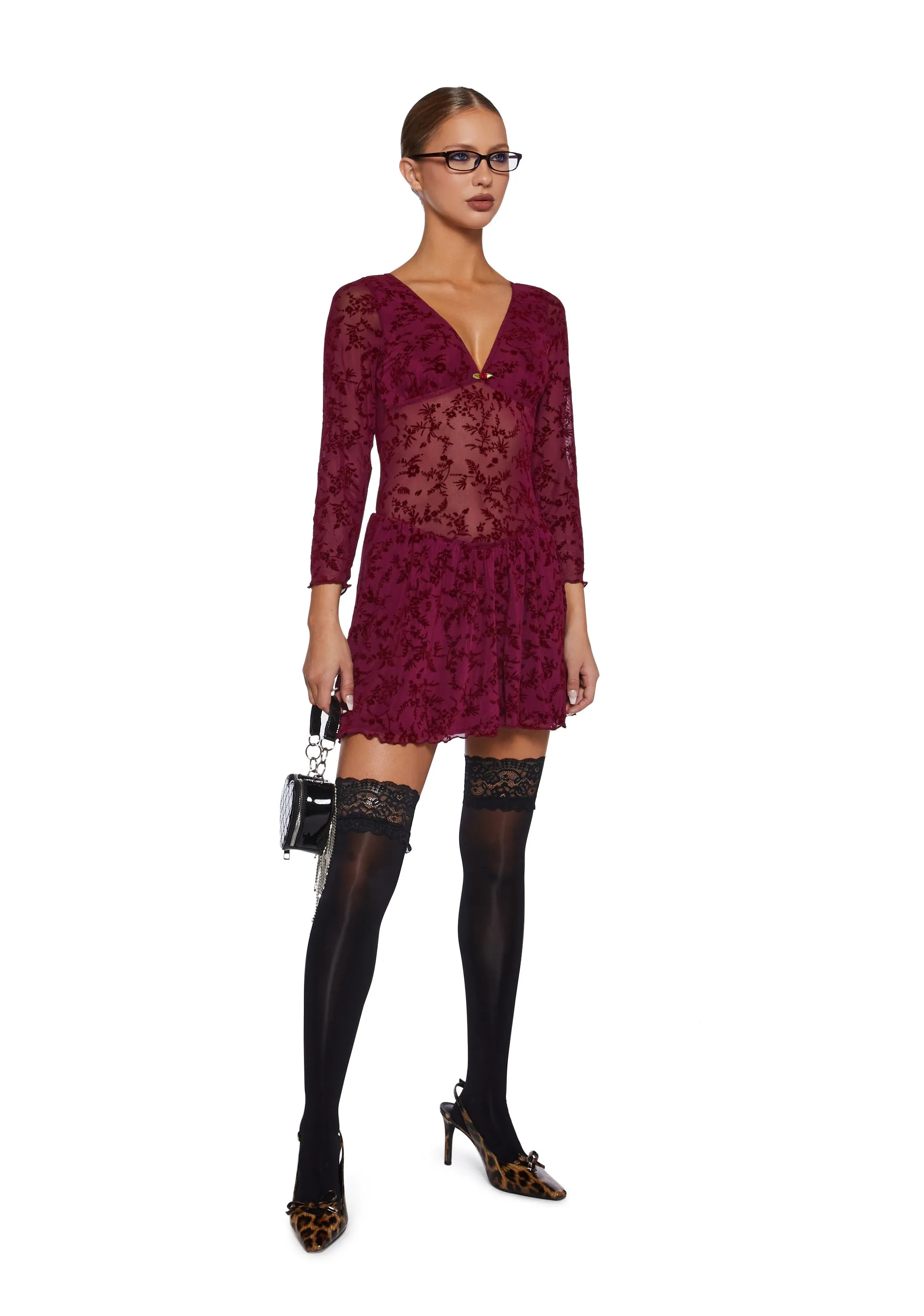 Letters Never Sent Mini Dress - Dark Red sold by Dolls Kill product image thumbnail 2