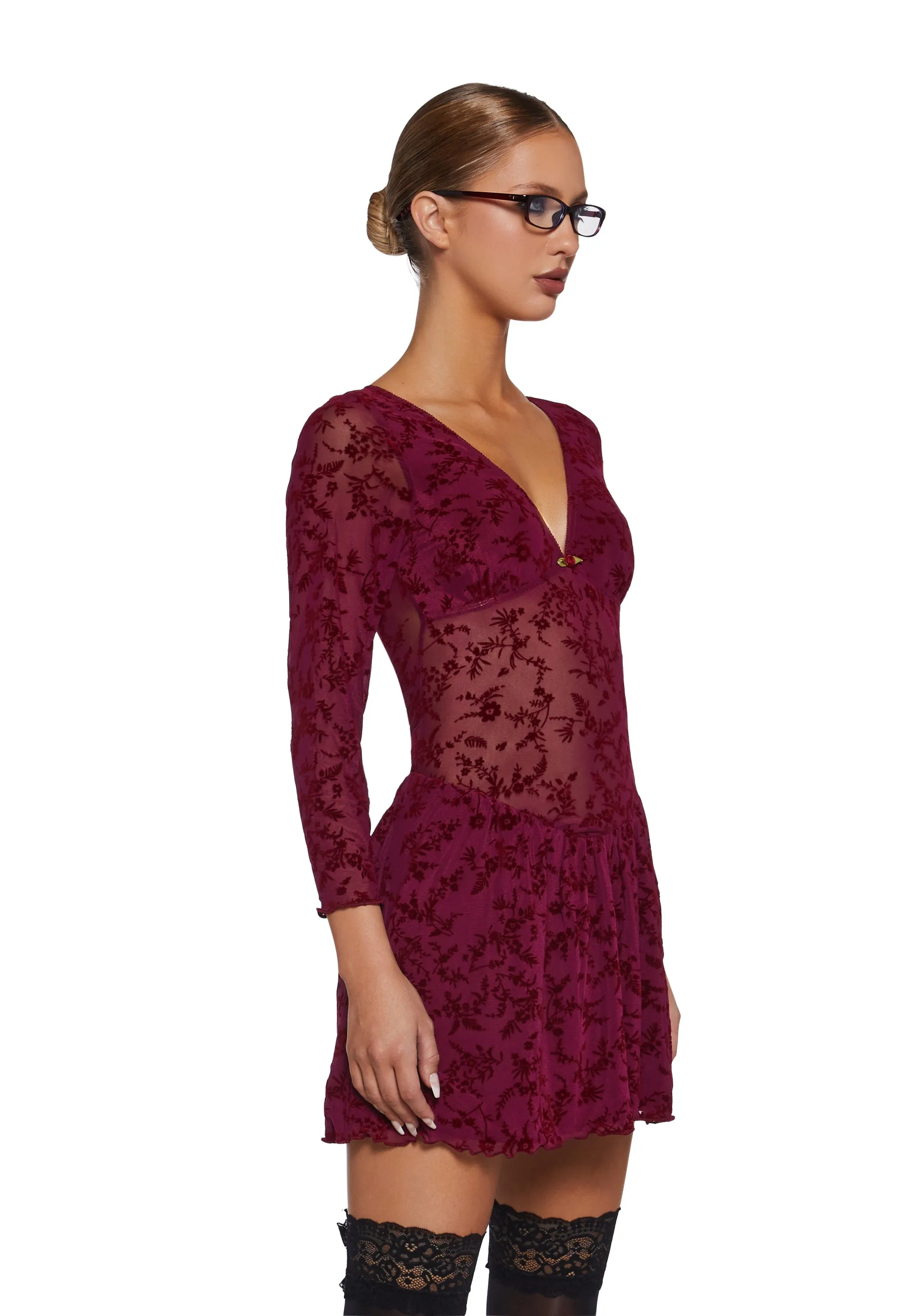 Letters Never Sent Mini Dress - Dark Red sold by Dolls Kill product image thumbnail 3