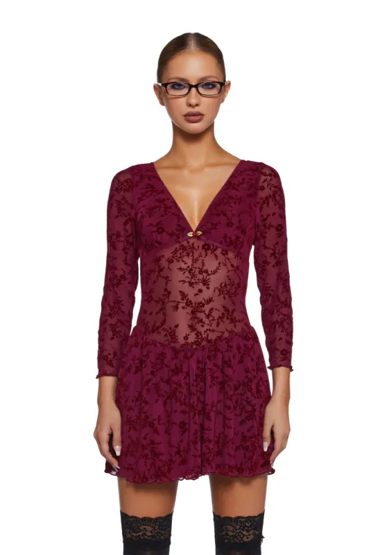 Letters Never Sent Mini Dress - Dark Red sold by Dolls Kill