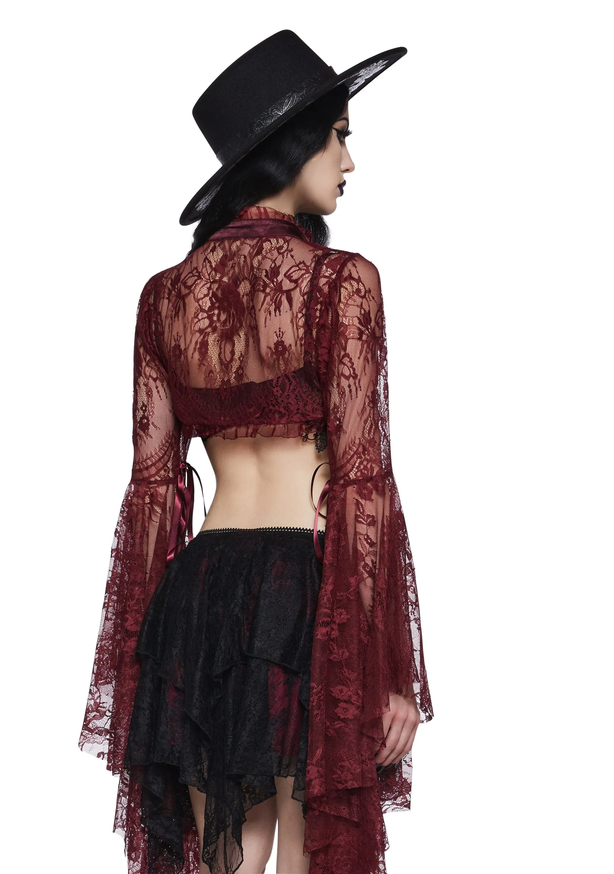 Wine Dusk Before Dawn Lace Shrug sold by Dolls Kill product image thumbnail 4