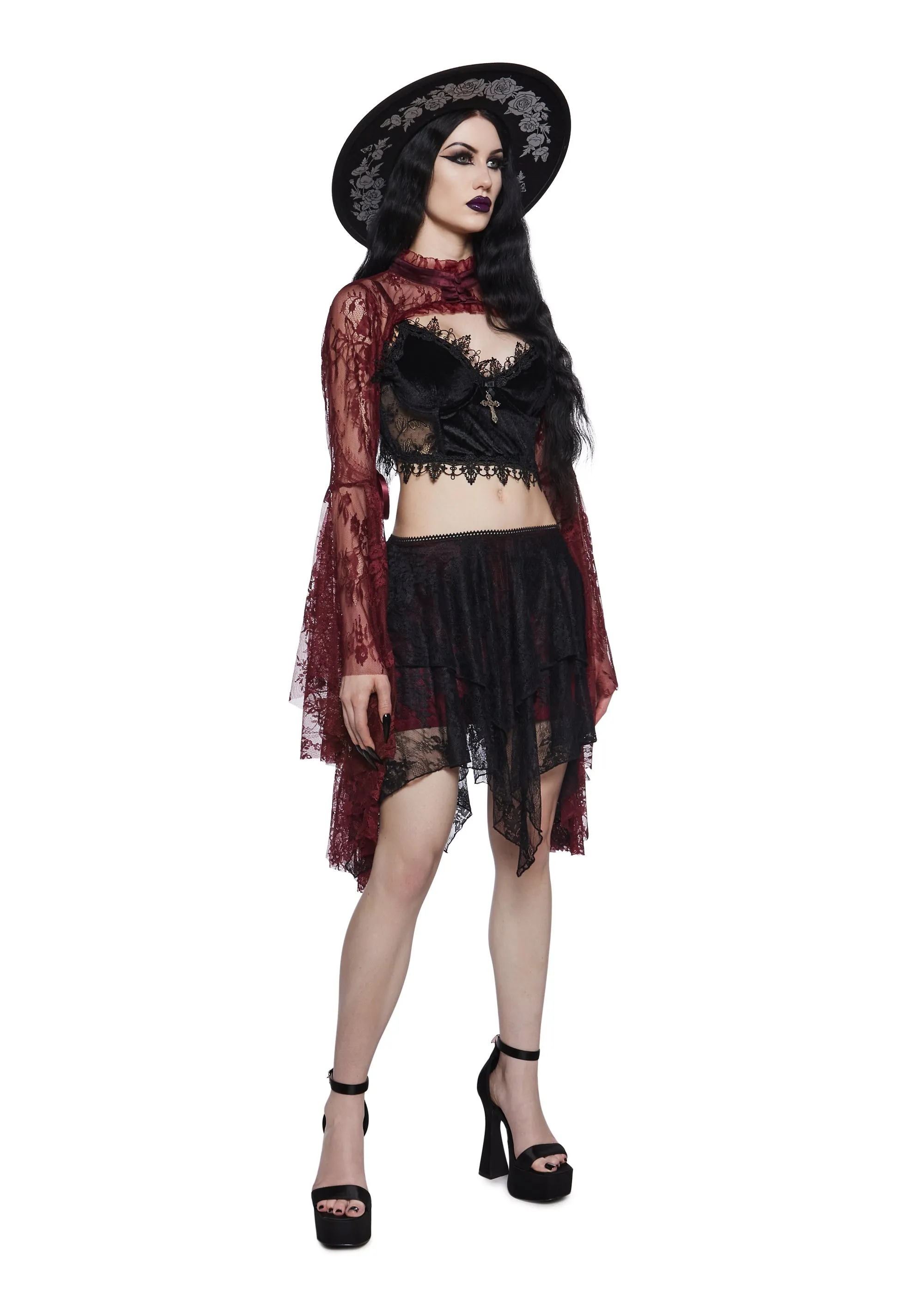 Wine Dusk Before Dawn Lace Shrug sold by Dolls Kill product image thumbnail 2