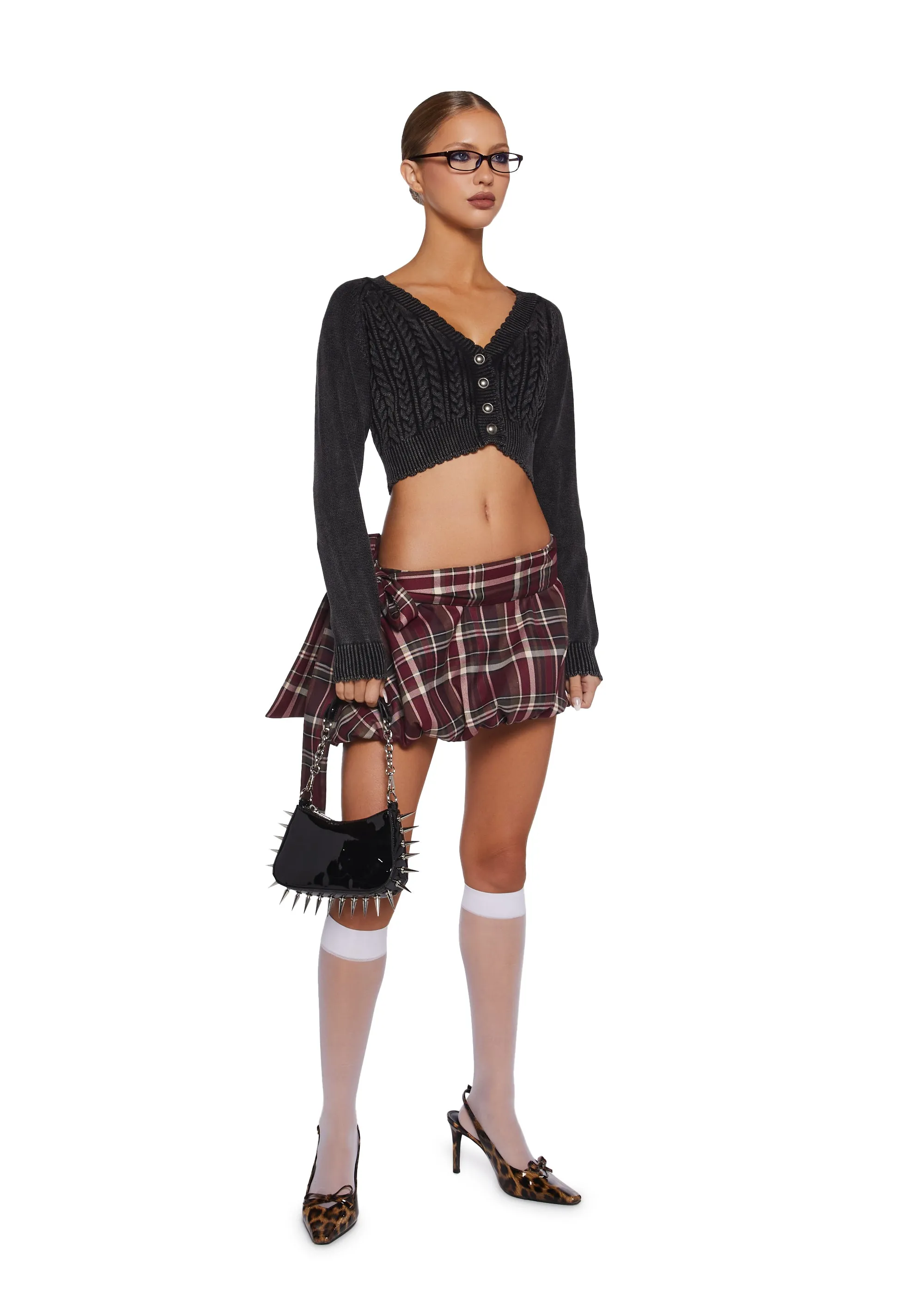 Corner Office Cropped Cardigan - Black sold by Dolls Kill product image thumbnail 2