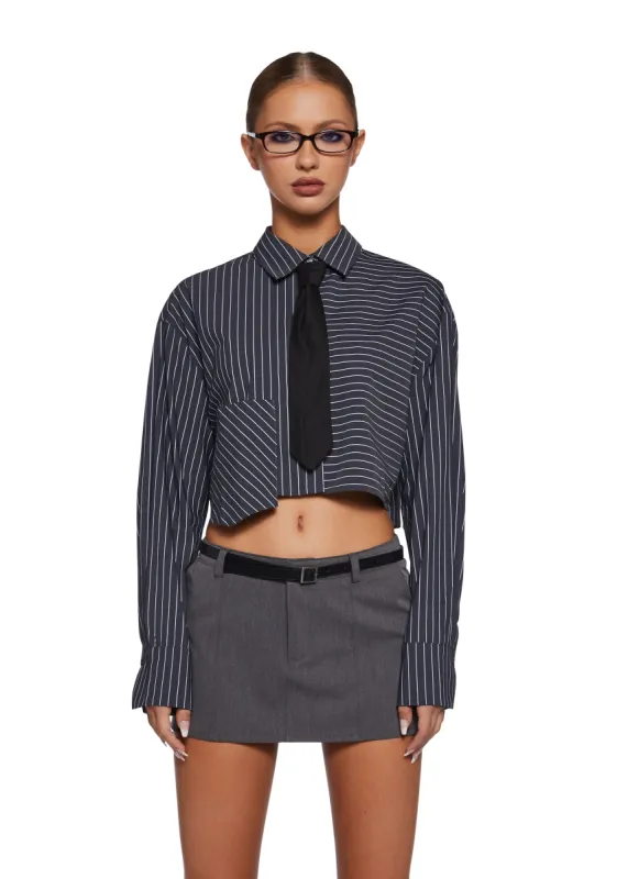 Office Hours Button Up Shirt - Gray sold by Dolls Kill