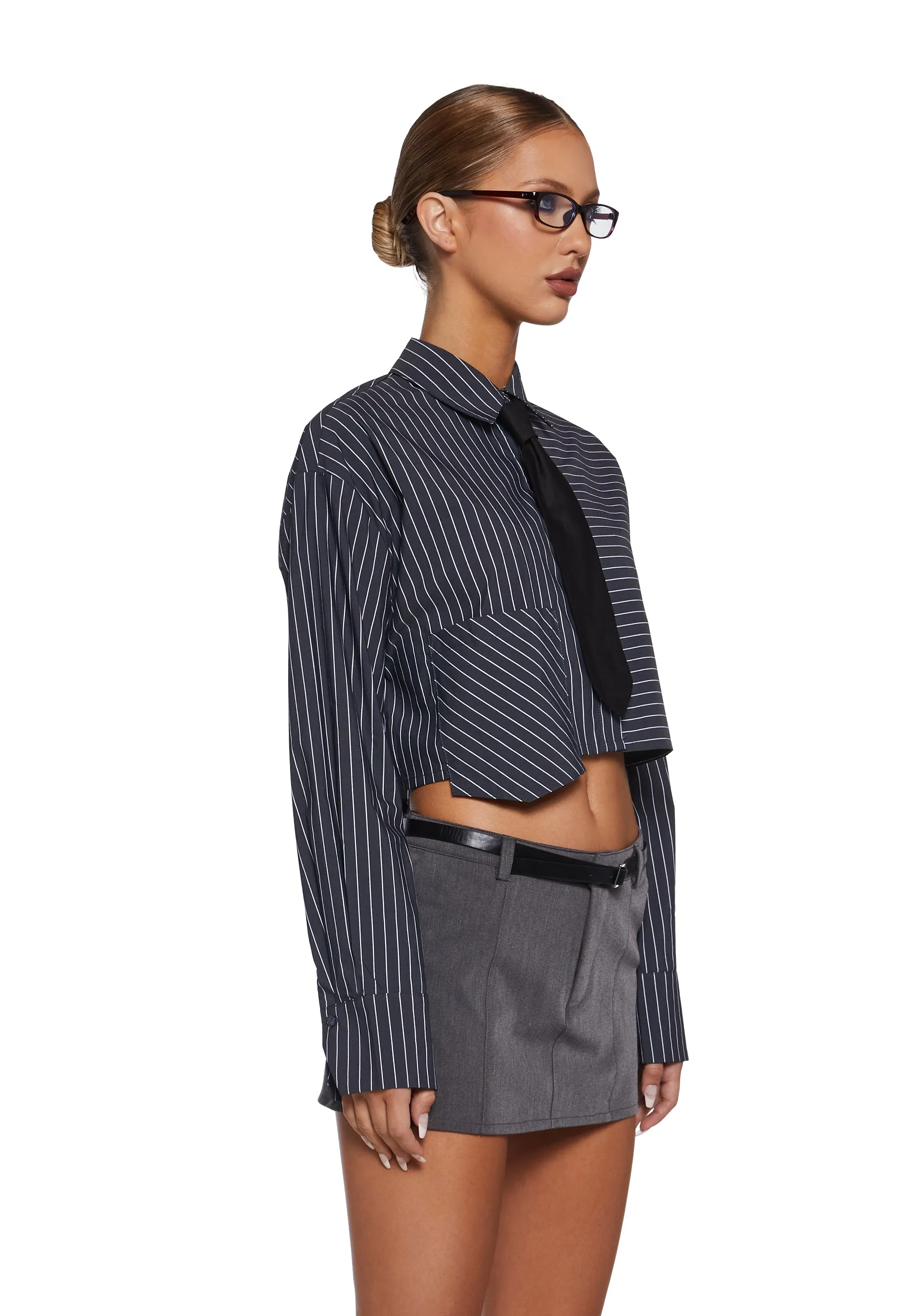 Office Hours Button Up Shirt - Gray sold by Dolls Kill product image thumbnail 3