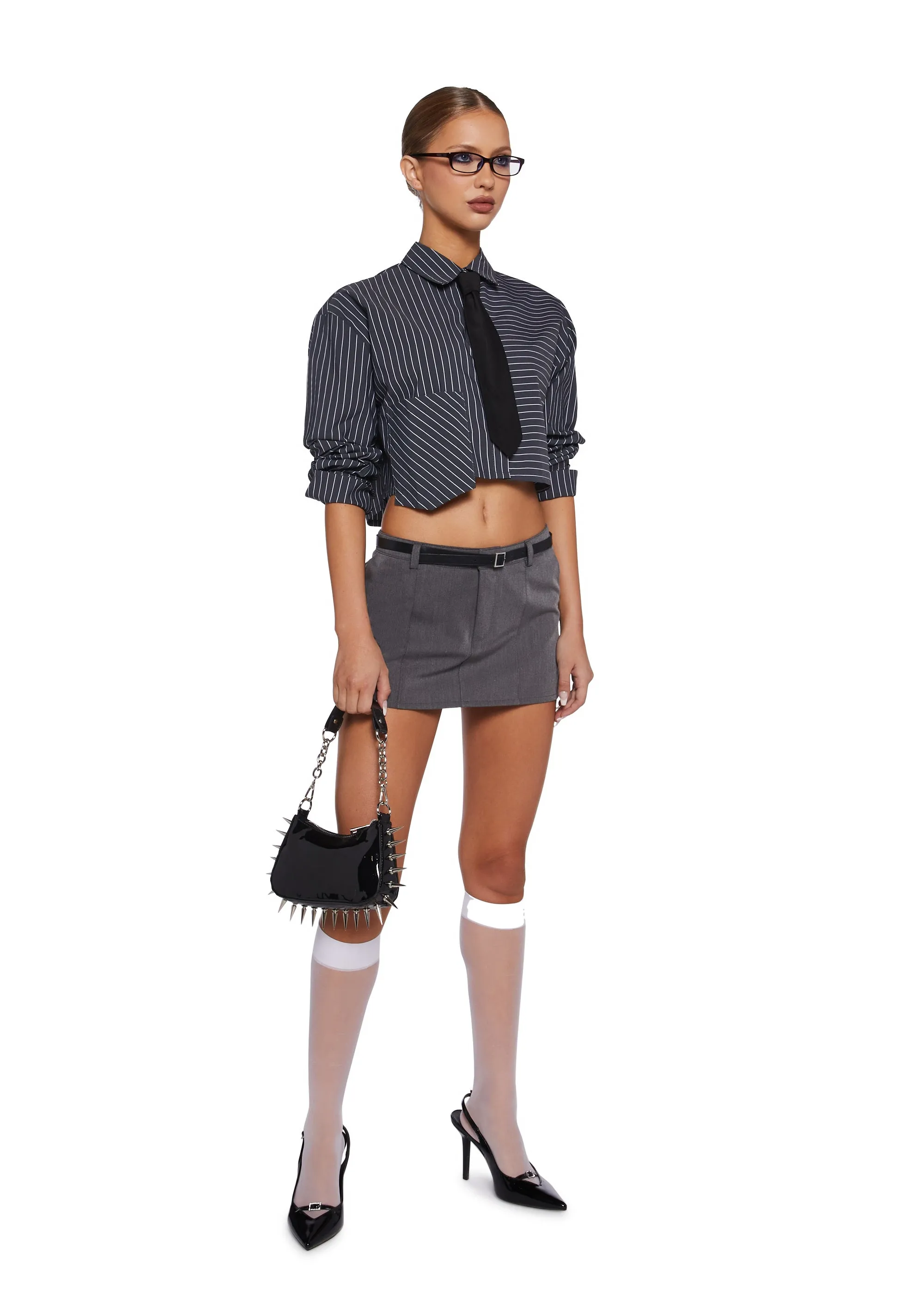 Office Hours Button Up Shirt - Gray sold by Dolls Kill product image thumbnail 2