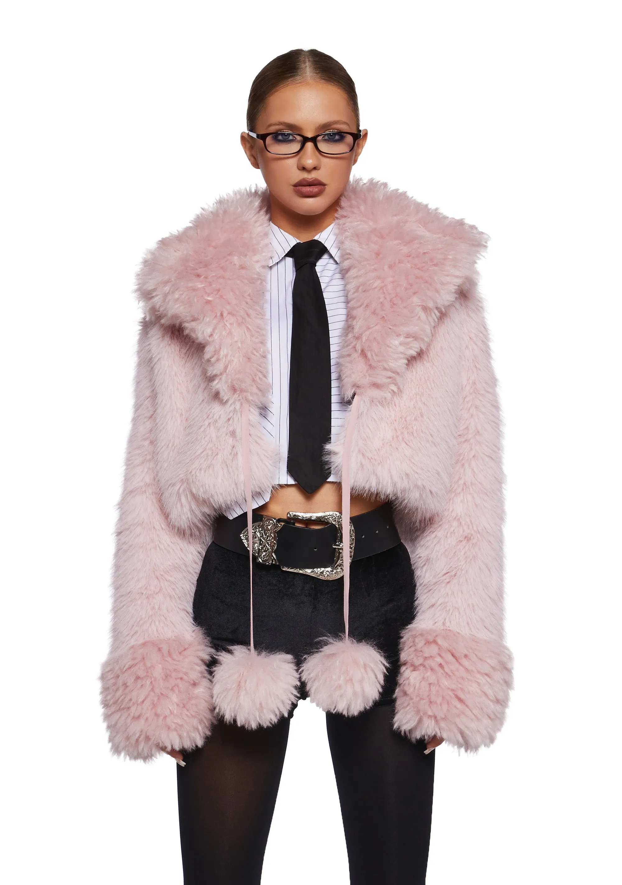 Clare Faux Fur Cropped Jacket sold by Dolls Kill