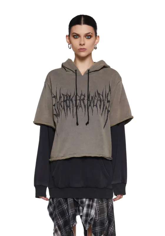Warp Layered Pullover Hoodie sold by Dolls Kill