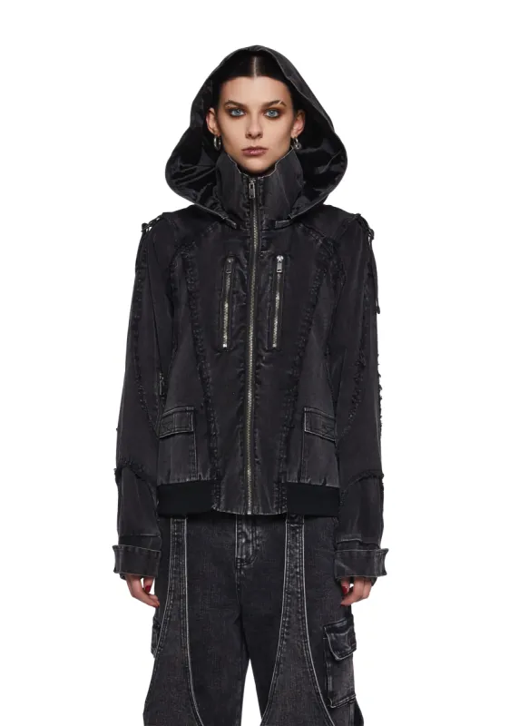 Warp Denim Bomber Jacket sold by Dolls Kill