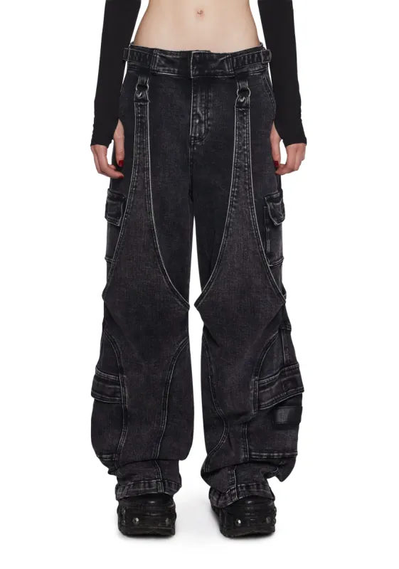 Warp Cargo Wide Leg Pants sold by Dolls Kill