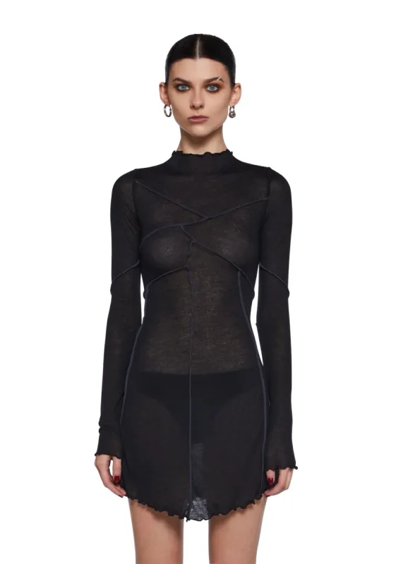 Warp Seamed Asymmetrical Mini Dress sold by Dolls Kill