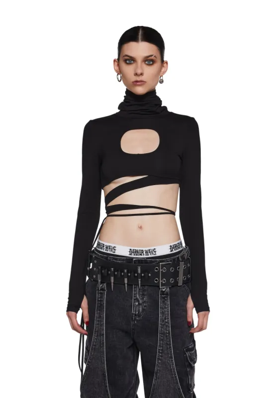 Warp Long Sleeve Wrap Top sold by Dolls Kill