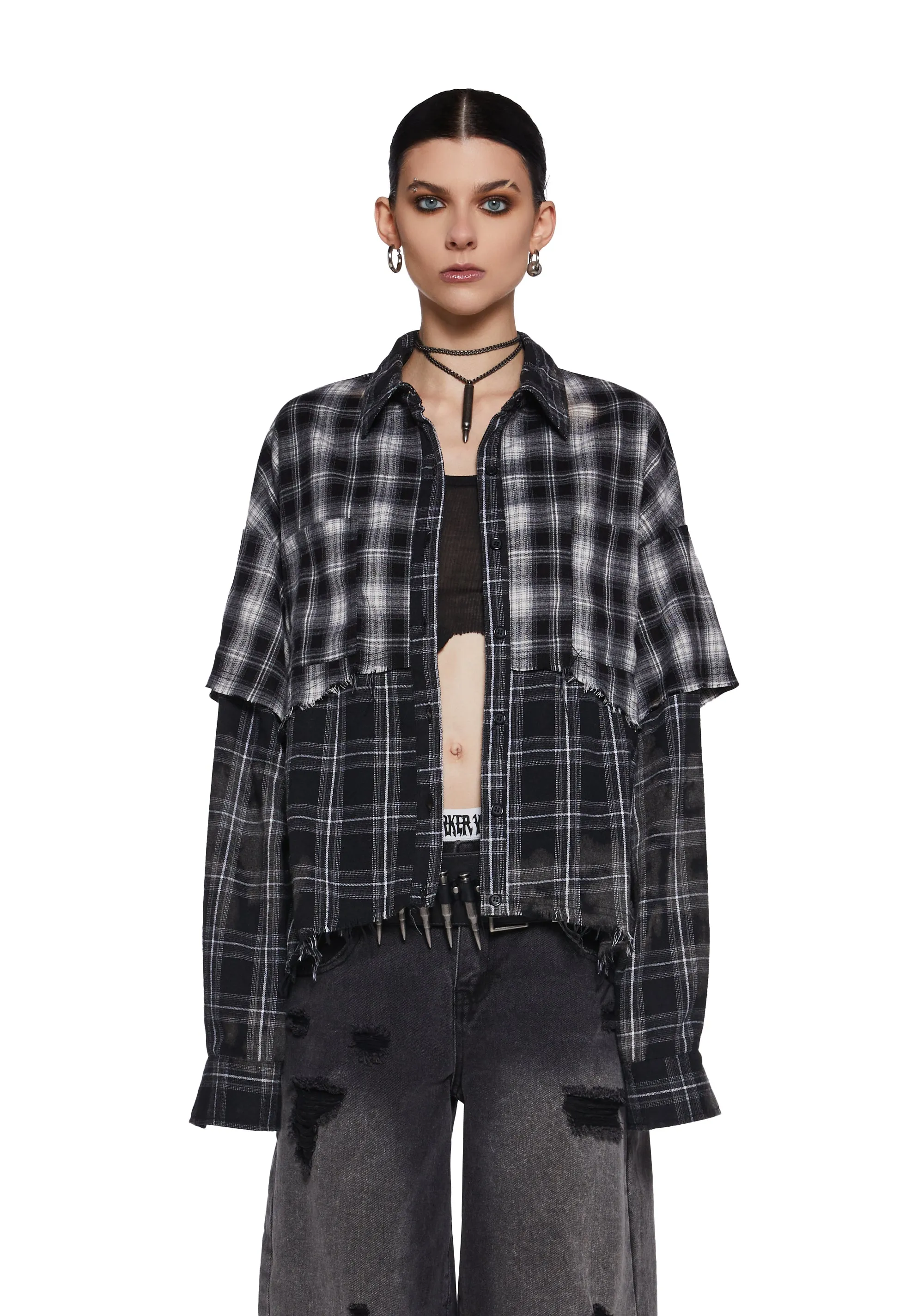 Warp Layered Flannel Shirt sold by Dolls Kill product image thumbnail 5