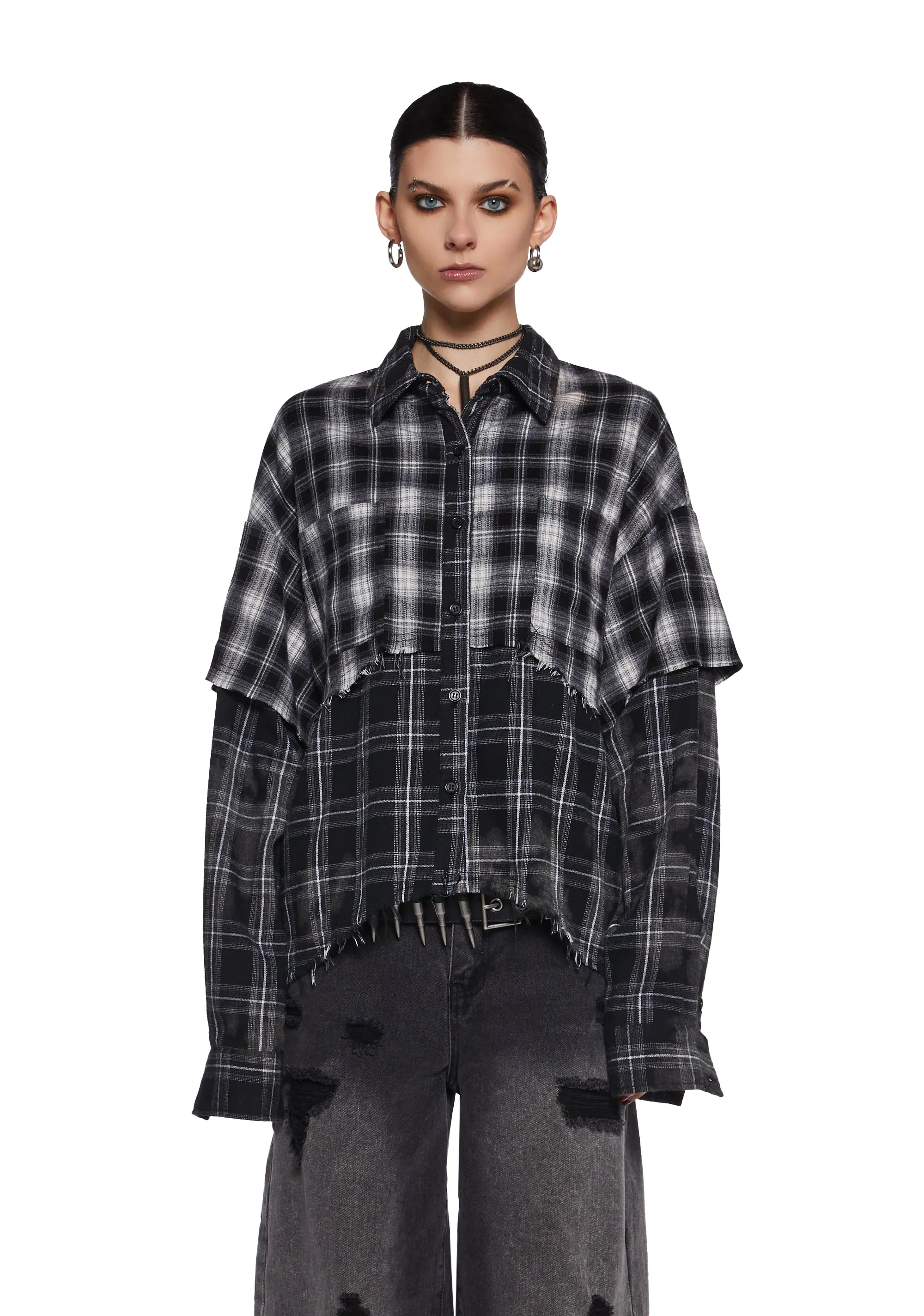 Warp Layered Flannel Shirt sold by Dolls Kill