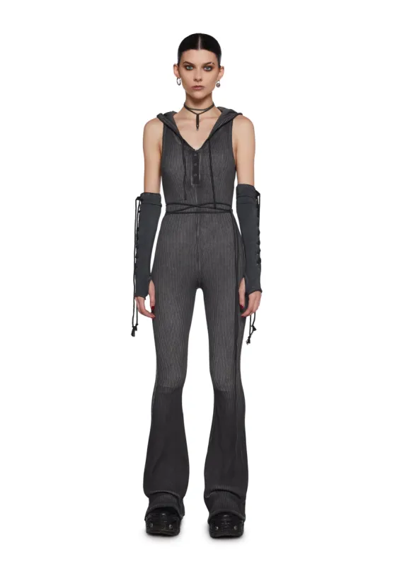 Warp Knit Hooded Jumpsuit sold by Dolls Kill