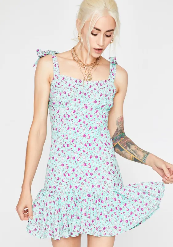 Aqua Summer Bloom Floral Dress sold by Dolls Kill