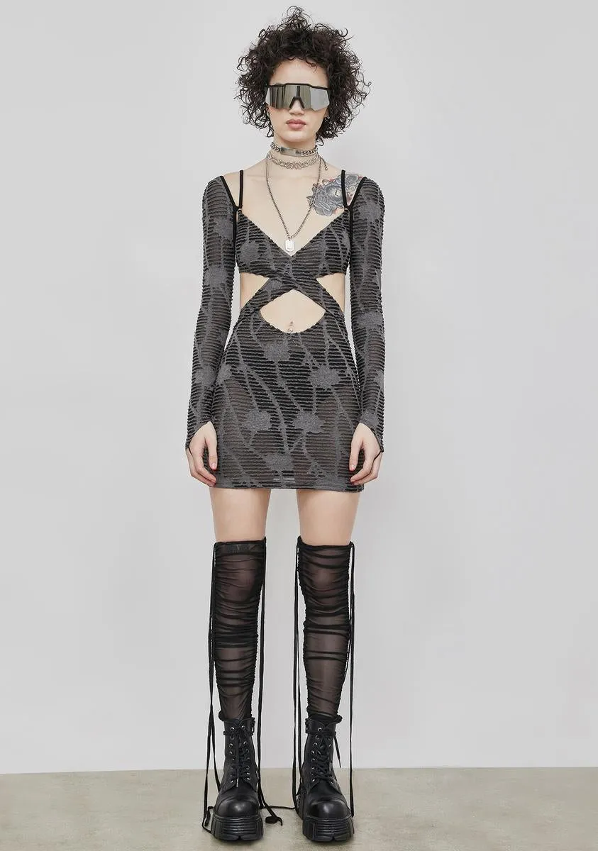 Reverb Sheer Matelasse Cutout Mini Dress sold by Dolls Kill product image thumbnail 3
