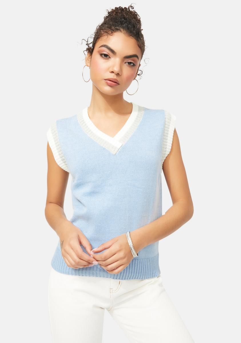 Chill Act Up Academy Striped Sweater Vest sold by Dolls Kill