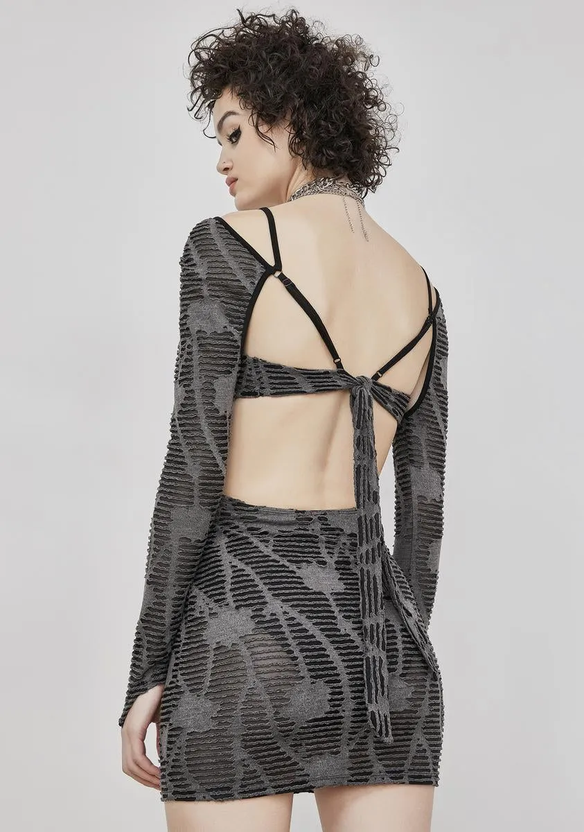 Reverb Sheer Matelasse Cutout Mini Dress sold by Dolls Kill product image thumbnail 4